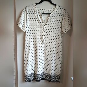 Vinyard Vines Polka Dot Short Sleeve Dress Black and White Tie in Front Size 2